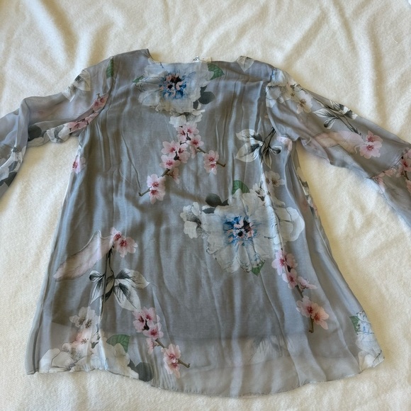 Belle France Silk Floral Print Tonic Top Size M - Picture 9 of 10